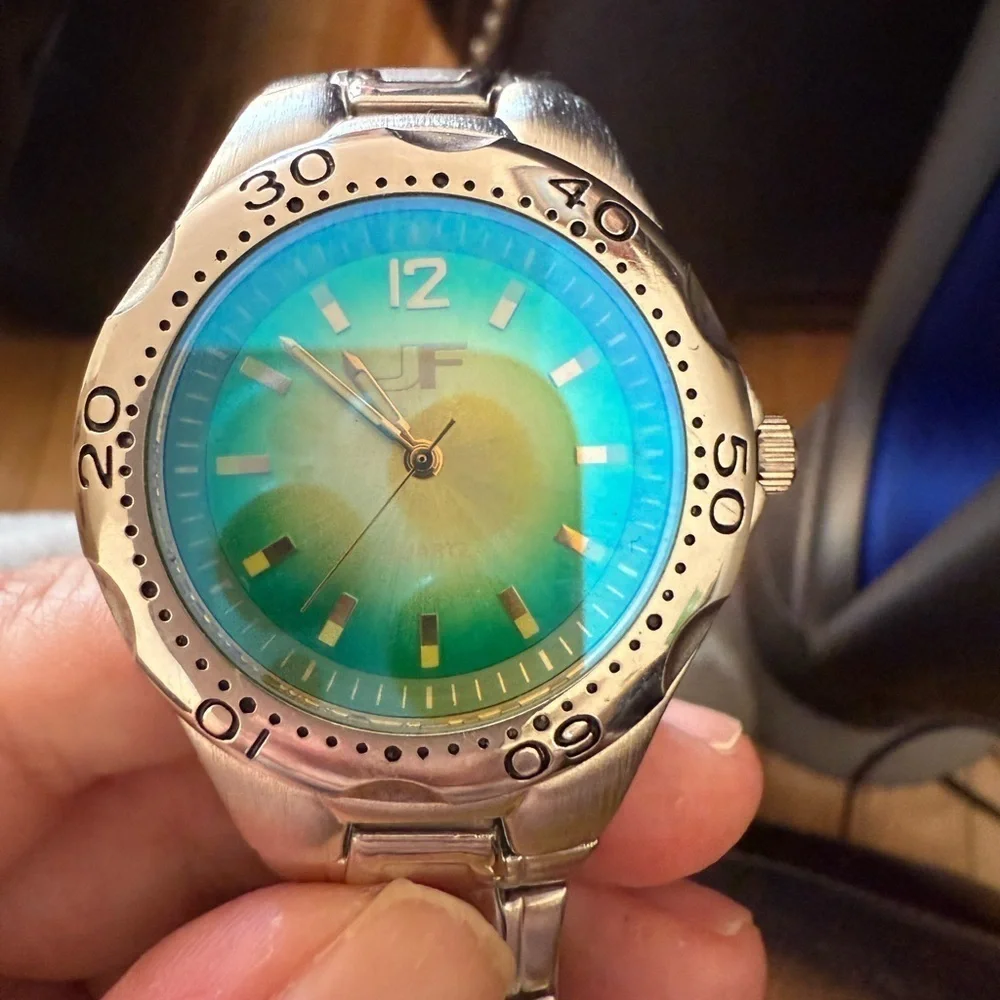 JF Quartz Watch 🌈 Gradient Dial | Silver Band
